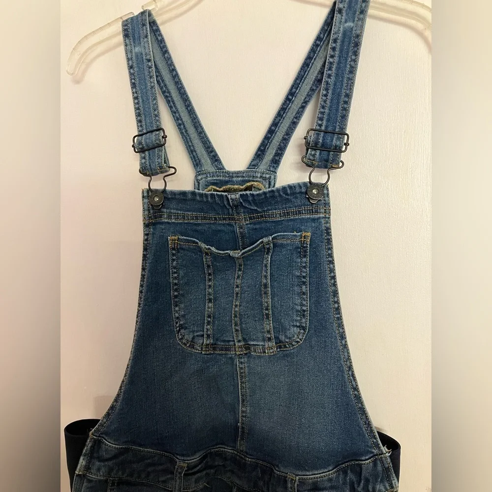 Indigo Blue Women’s Distressed Denim Maternity Overall Bibs, XS